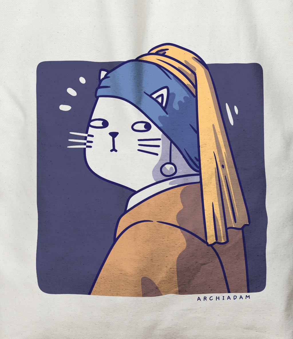 Cat with a Pearl - Torba Bawełniana