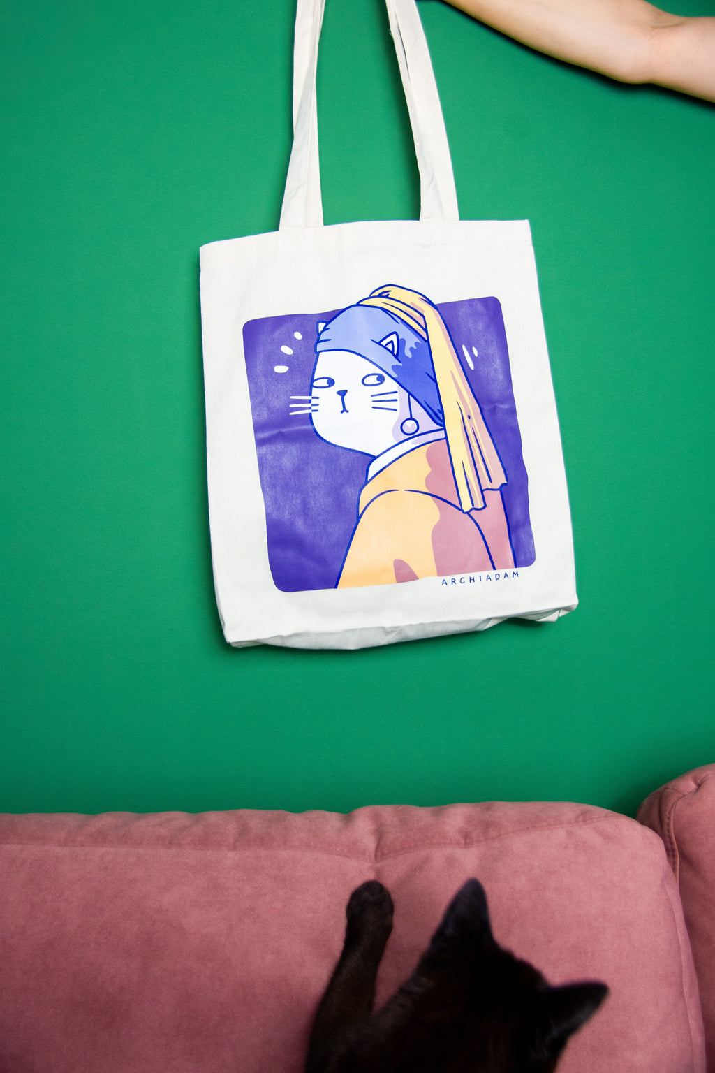 Cat with a Pearl - Torba Bawełniana