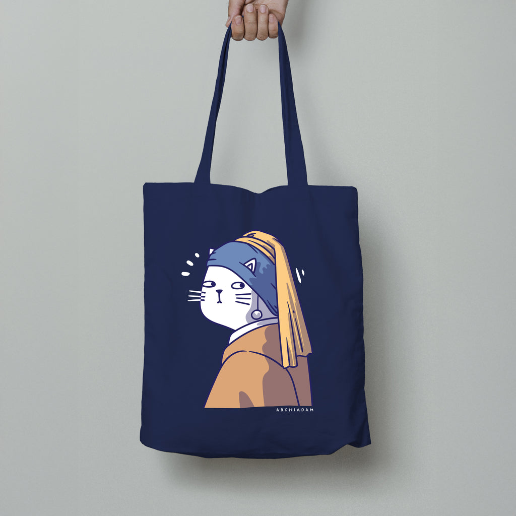 Cat with a Pearl - Torba Bawełniana