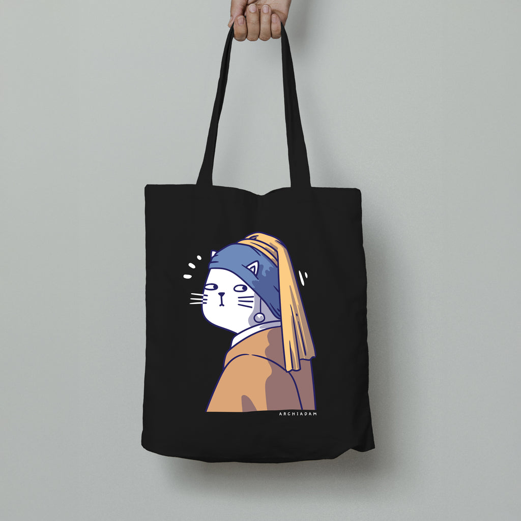 Cat with a Pearl - Torba Bawełniana