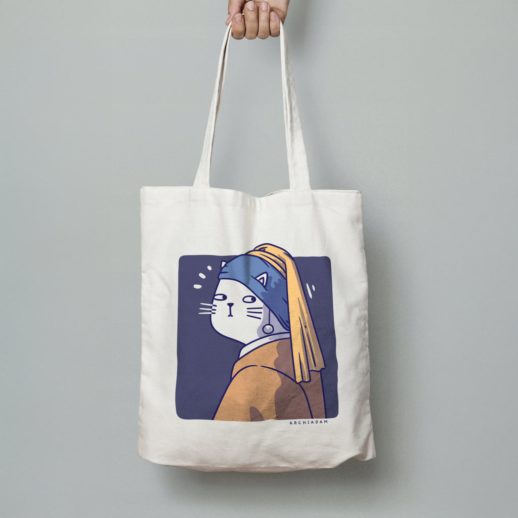 Cat with a Pearl - Torba Bawełniana