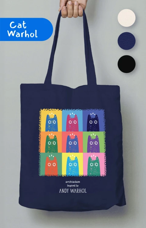 Cat Warhol mocna torba bawełniana Archiadam kolory.jpg